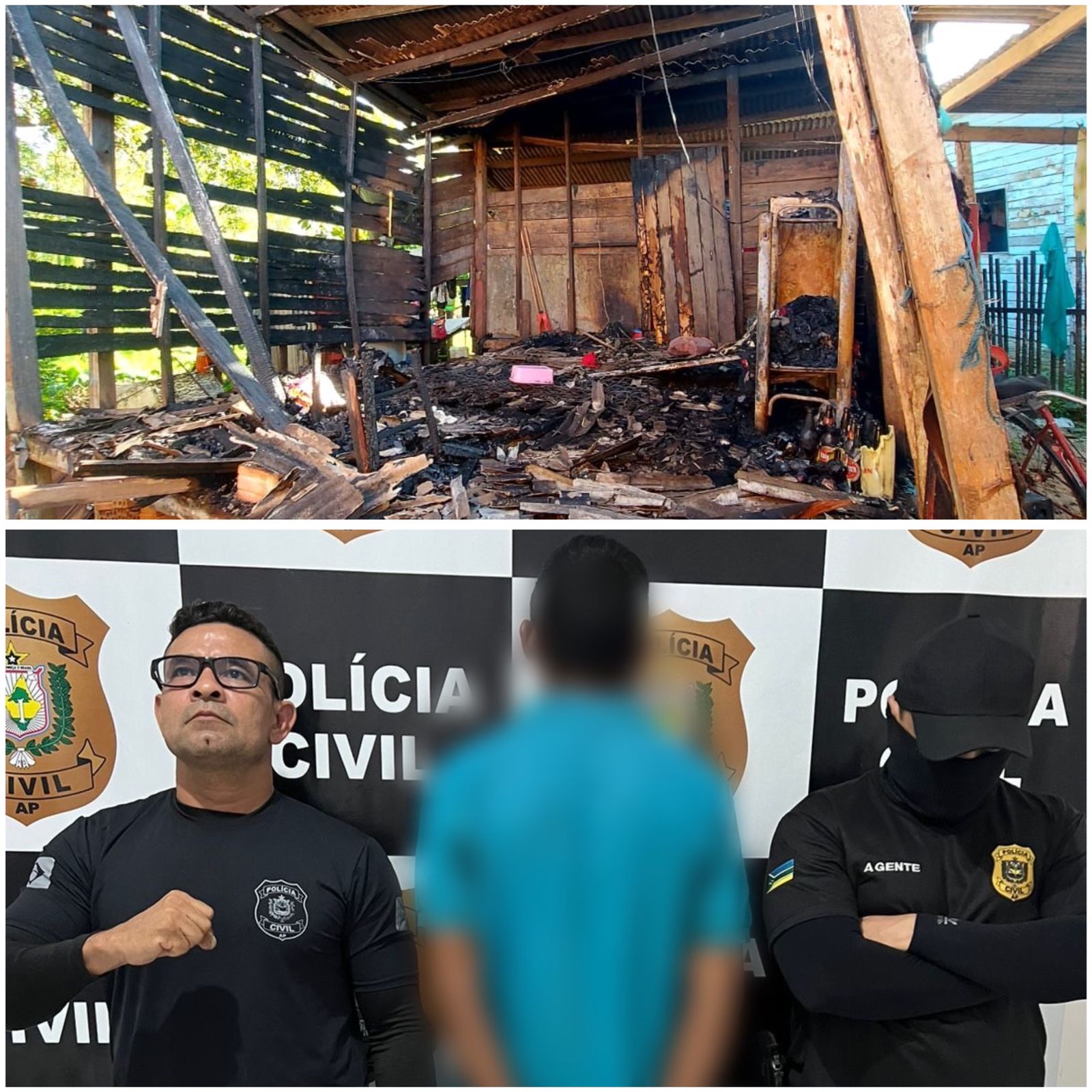 NO MUNICÍPIO DE AMAPÁ, INDIVÍDUO QUE CAUSOU INCÊNDIO NA CASA DA PRÓPRIA MÃE É PRESO EM FLAGRANTE PELA POLÍCIA CIVIL